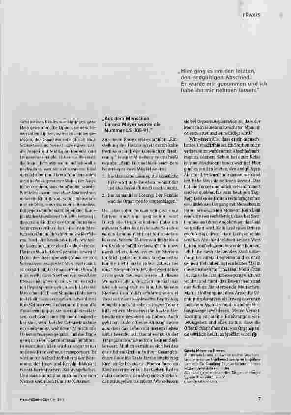 Vorschauseite 3: Die Organentnahme verhindert ein menschenwürdiges Sterben und raubt den letzten Abschied