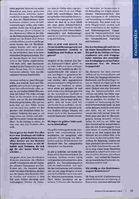 Vorschauseite 2: Qualität ist eine Frage von Standards und Kommunikation