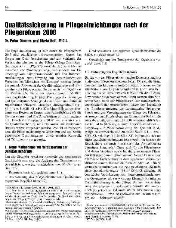 Vorschauseite 1: Qualitätssicherung in Pflegeeinrichtungen nach der Pflegereform 2008