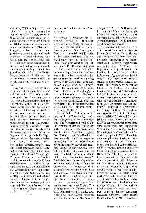 Vorschauseite 2: Depression und Migration