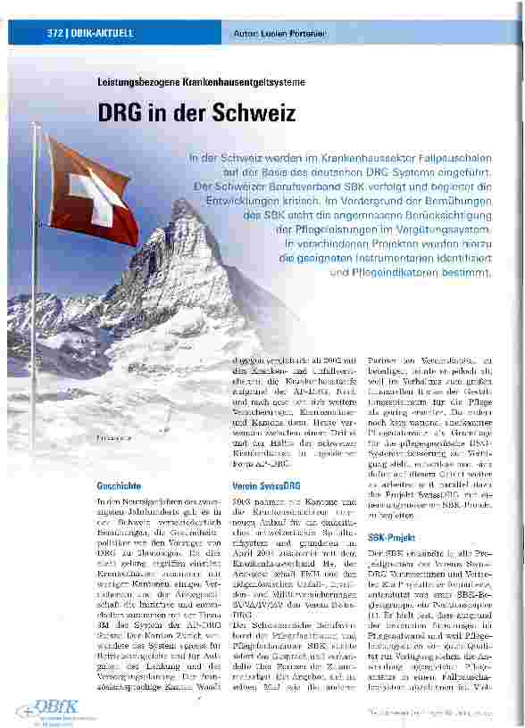 Vorschauseite 1: DRG in der Schweiz