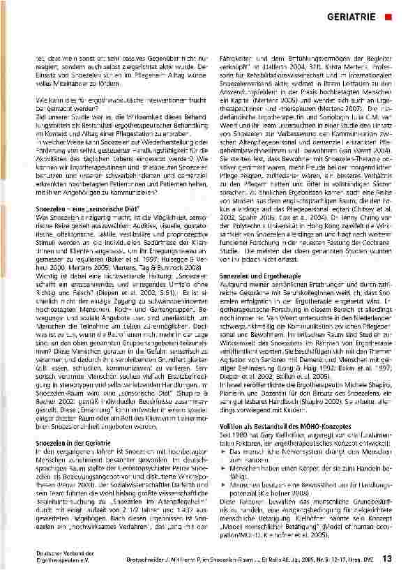 Vorschauseite 2: Mit Herrn P. im Snoezelen-Raum: eine ergotherapeutische Fallbeschreibung