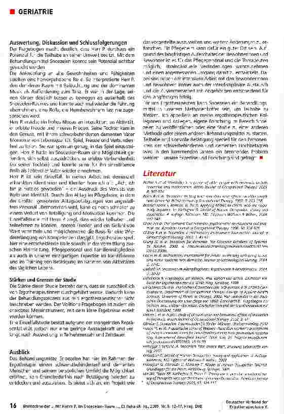 Vorschauseite 5: Mit Herrn P. im Snoezelen-Raum: eine ergotherapeutische Fallbeschreibung