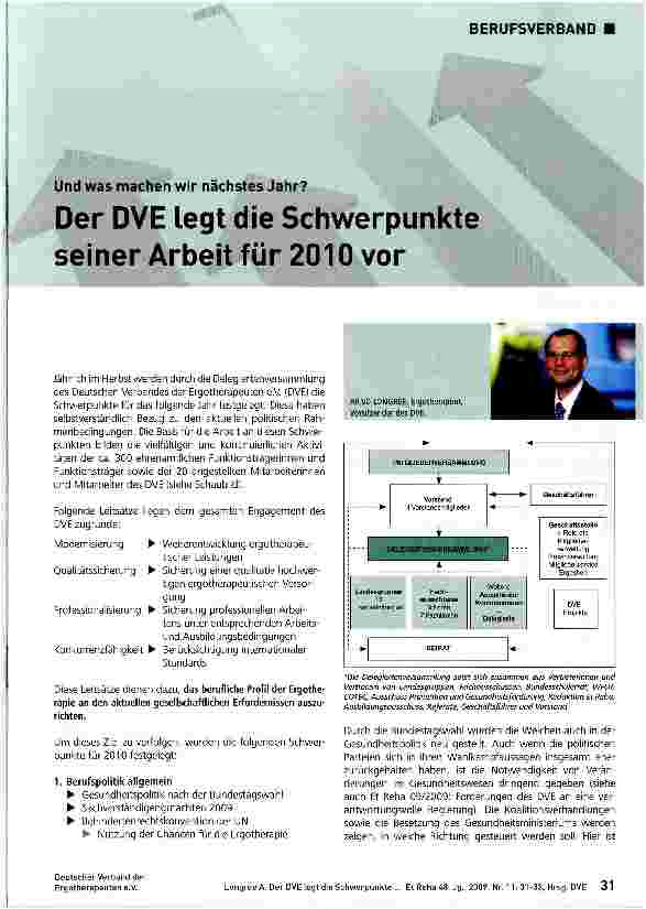 Vorschauseite 1: Der DVE legt die Schwerpunkte seiner Arbeit für 2010 vor