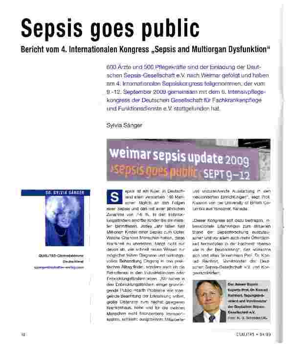 Vorschauseite 1: Sepsis goes public