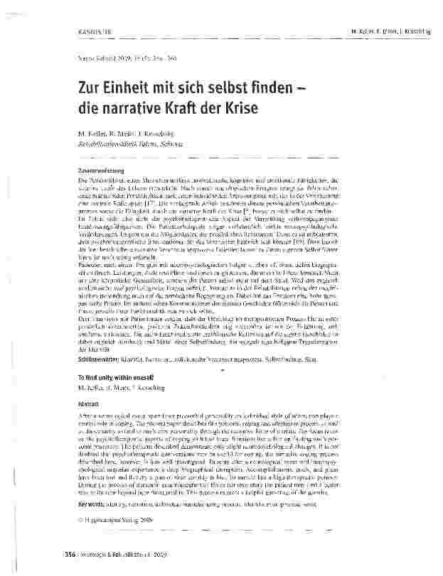 Vorschauseite 1: Zur Einheit mit sich selbst finden die narrative Kraft der Krise