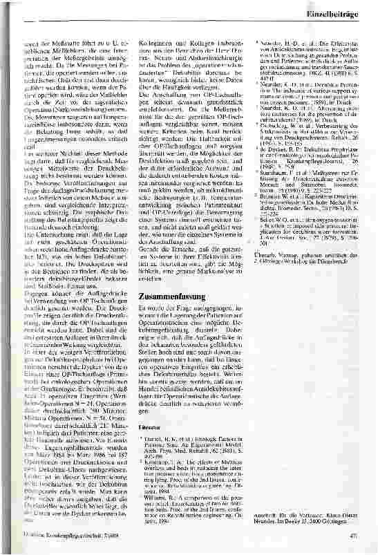 Vorschauseite 3: Dekubitusprophylaxe im Operationssaal Untersuchung zum Aulagedruck bei Probanden auf Operationstischen