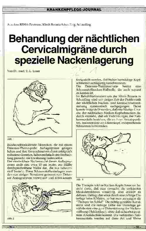 Vorschauseite 1: Behandlung der nächtlichen Cervicalmigräne durch spezielle Nackenlagerung