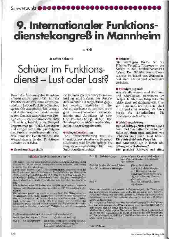 Vorschauseite 1: 9. Internationaler Funktionsdienstkongreß in Mannheim Schüler im Funktionsdienst - Lust oder Last?