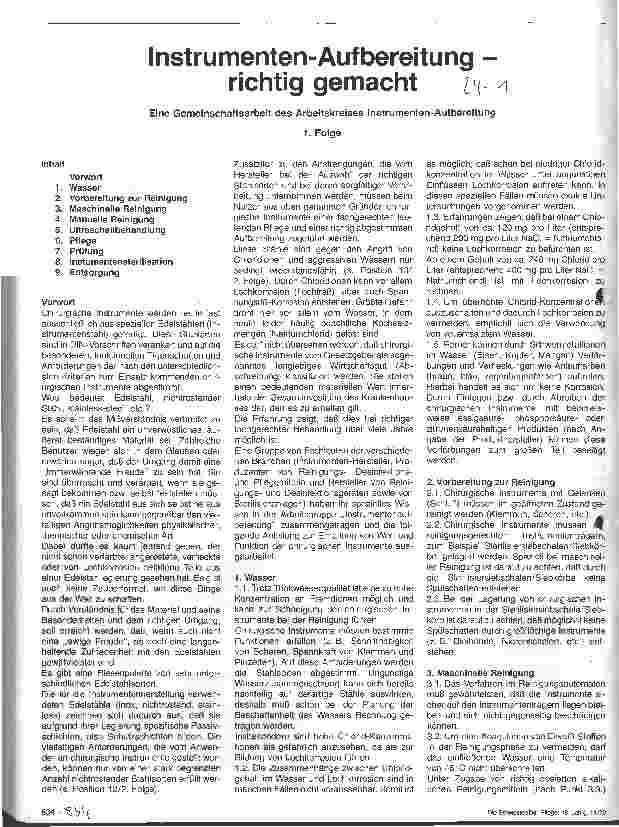 Vorschauseite 1: Instrumenten - Aufbereitungrichtig gemacht 1. Folge