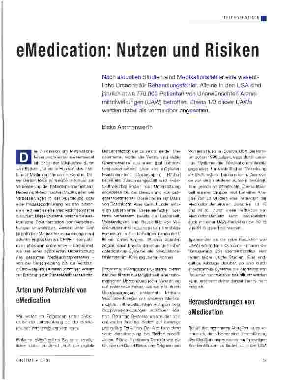 Vorschauseite 1: eMedication: Nutzen und Risiken