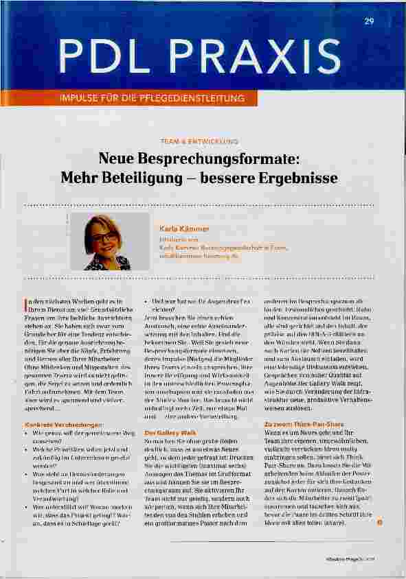 Vorschauseite 1: Neue Besprechungsformate: Mehr Beteiligung - bessere Ergebnisse