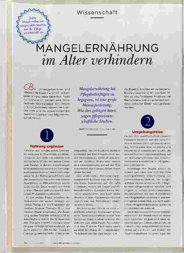 Vorschauseite 1: MANGELERNÄHRUNG im Alter verhindern