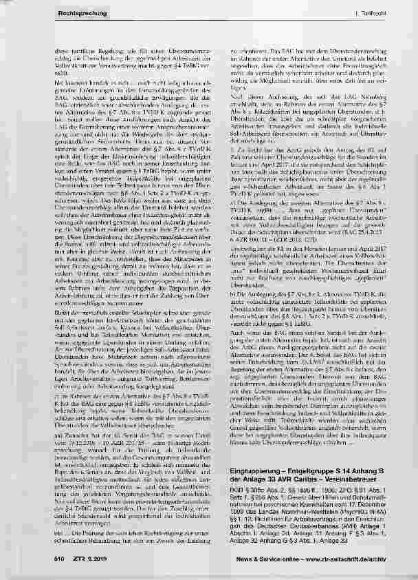 Vorschauseite 1: Eingruppierung - Entgeltgruppe S 14 Anhang B der Anlage 33 AVR Caritas Vereinsbetreuer