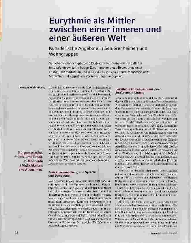 Vorschauseite 1: Eurythmie als Mittler zwischen einer inneren und einer äußeren Welt