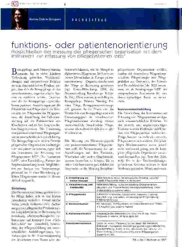 Vorschauseite 1: funktionsoder patientenorientierung