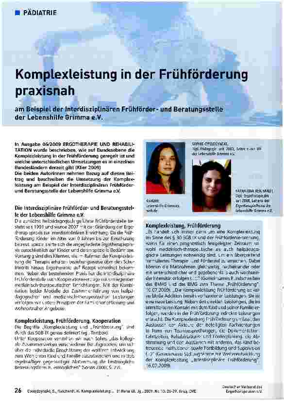 Vorschauseite 1: Komplexleistung in der Frühförderung praxisnah
