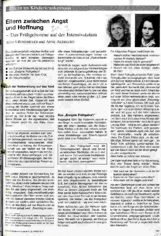 Vorschauseite 1: Eltern zwischen Angst und Hoffnung - Das Frühgeborene auf der Intensivstation