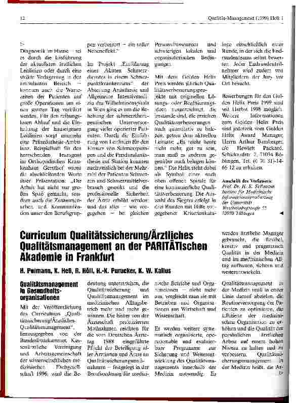 Vorschauseite 3: Deusch-Österreichischer Golden Helix Preis 1998 für das Pflegeheim Klosterneuburg bei Wien