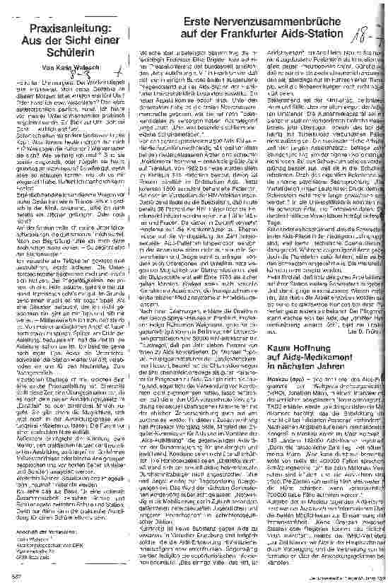 Vorschauseite 1: Erste Nervenzusammenbrüche auf der Frankfurter AIDS-Station