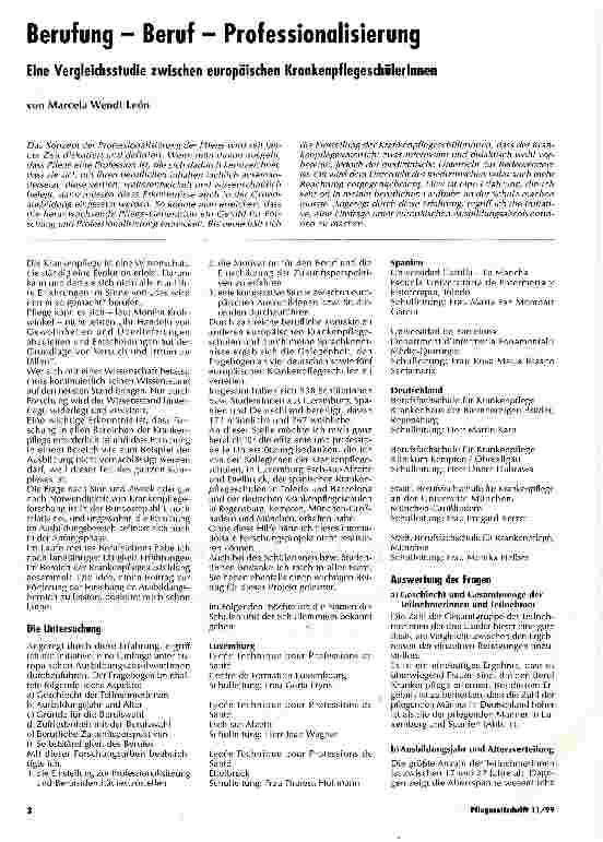 Vorschauseite 1: Berufung - Beruf - Professionalisierung Eine Vergleichsstudie zwischen europäischen KrankenpflegeschülerInnen