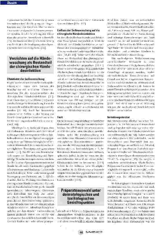 Vorschauseite 4: Prävention von postoperativen Wundinfektionen, Teil 2: Bedeutung der chirurgischen Händedesinfektion und aktuelle Gesichtspunkte zur praktischen Durchführung