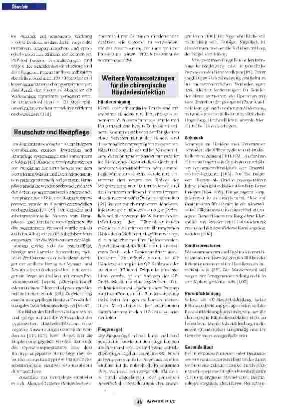 Vorschauseite 6: Prävention von postoperativen Wundinfektionen, Teil 2: Bedeutung der chirurgischen Händedesinfektion und aktuelle Gesichtspunkte zur praktischen Durchführung