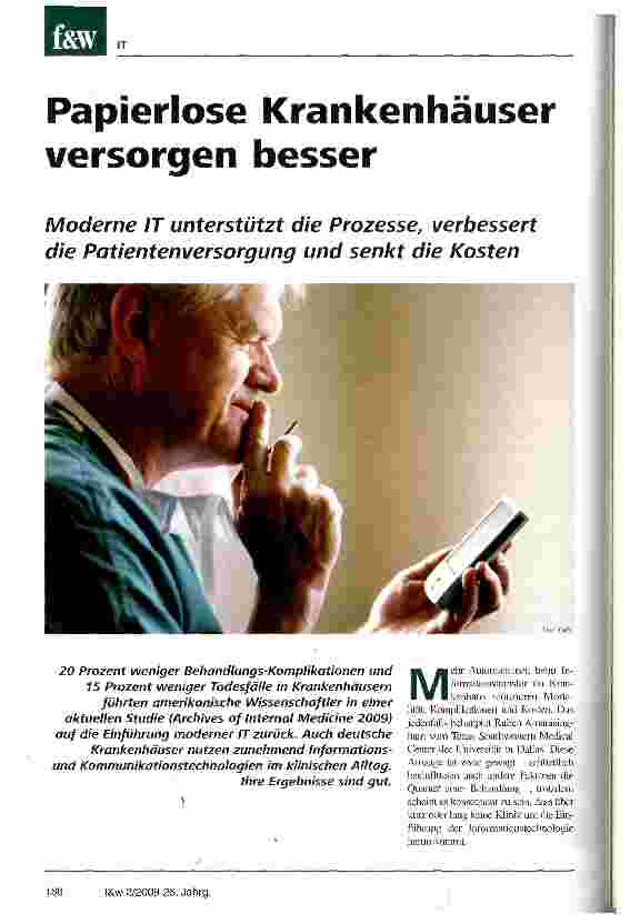 Vorschauseite 1: Papierlose Krankenhäuser versorgen besser