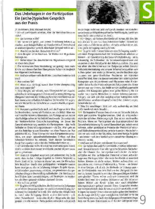 Vorschauseite 1: Das Unbehagen in der Partizipation Ein (arche-)typisches Gespräch aus der Praxis