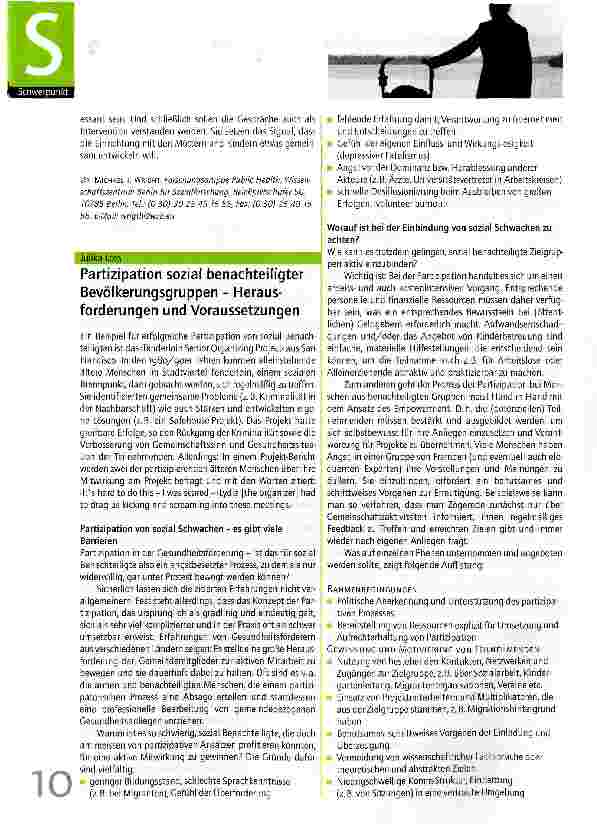 Vorschauseite 2: Das Unbehagen in der Partizipation Ein (arche-)typisches Gespräch aus der Praxis