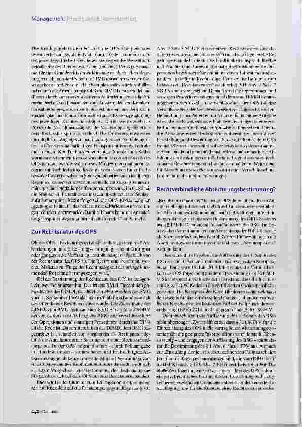 Vorschauseite 3: Vergütung bei Komplexbehandlungen Der OPS im Streit der Gerichte