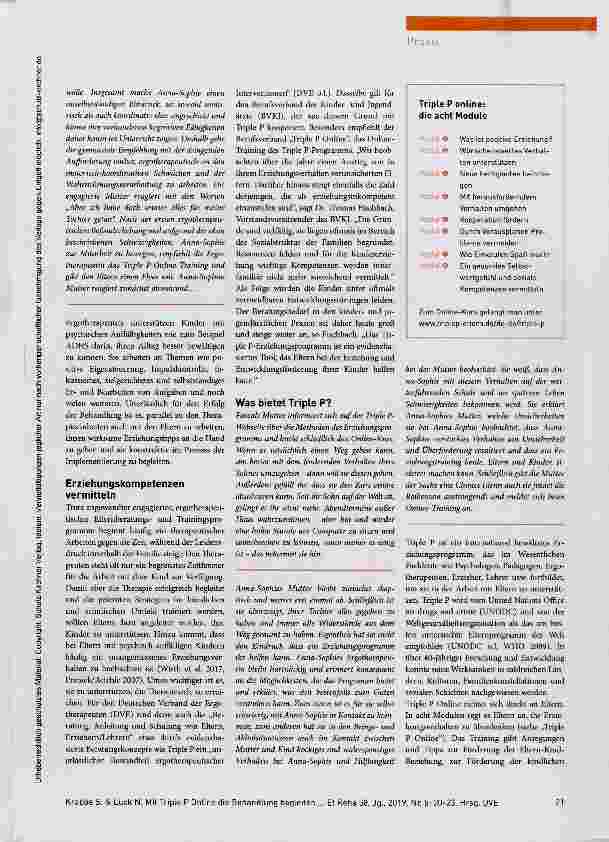 Vorschauseite 2: Mit Triple P Online die Behandlung begleiten