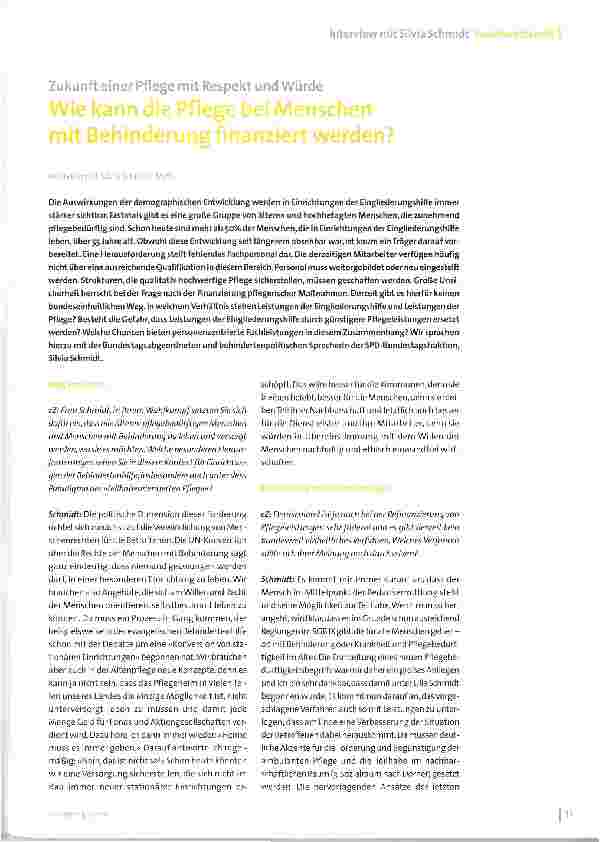 Vorschauseite 1: Zukunft einer Pflege mit Respekt und Würde