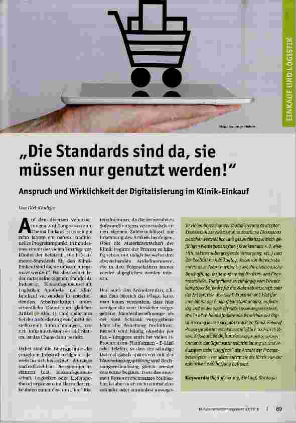 Vorschauseite 1: Die Standards sind da, sie müssen nur genutzt werden!