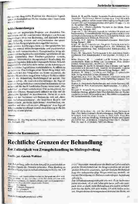 Vorschauseite 1: Rechtliche Grenzen der Behandlung Zur Zulässigkeit von Zwangsbehandlung im Maßregelvollzug