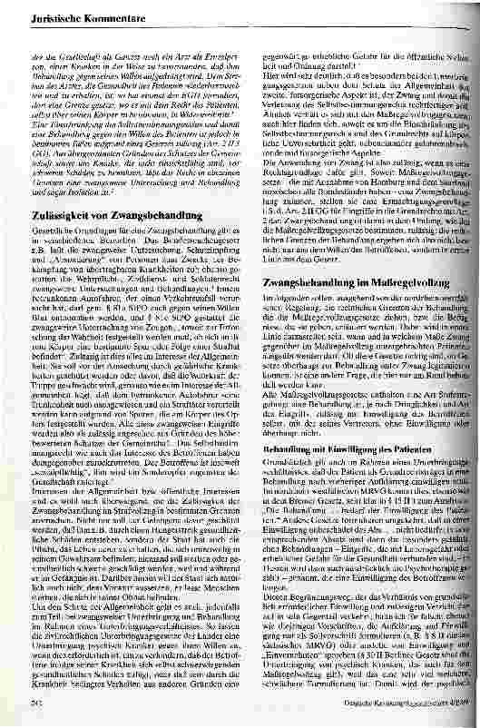 Vorschauseite 2: Rechtliche Grenzen der Behandlung Zur Zulässigkeit von Zwangsbehandlung im Maßregelvollzug