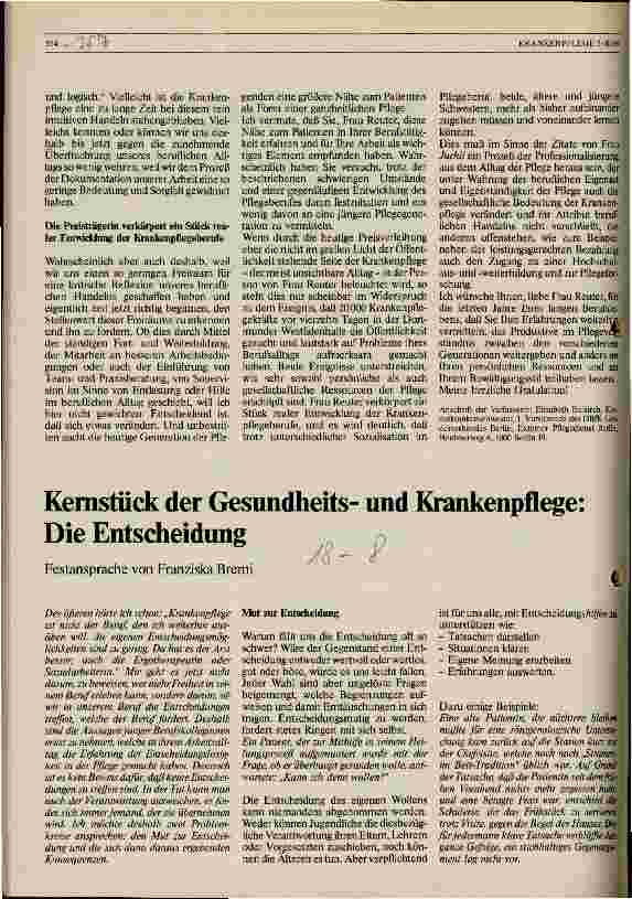 Vorschauseite 3: Gießener Krankenpflegepreis 1989 für Marlies Reuter