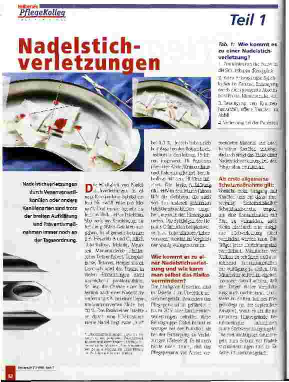 Vorschauseite 1: Nadelstichverletzungen Teil 1