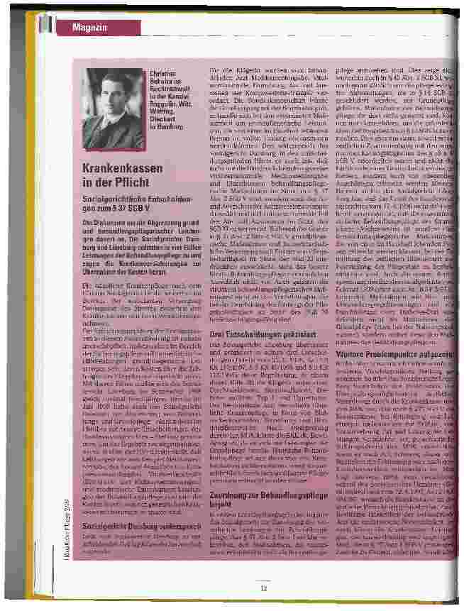 Vorschauseite 1: Krankenkassen in der Pflicht Sozialgerichtliche Entscheidungen § 37 SGB V