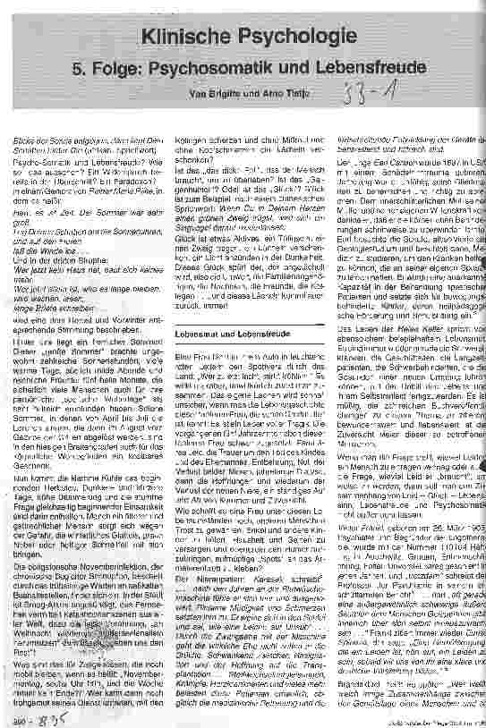 Vorschauseite 1: Klinische Psychologie 5. Folge: Psychosomatik und Lebensfreude