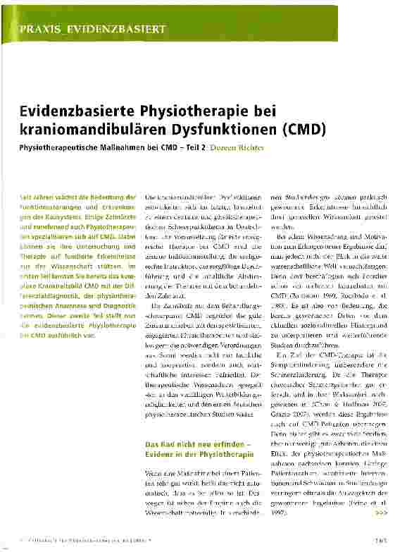 Vorschauseite 1: Evidenzbasierte Physiotherapie bei kraniomandibulären Dysfunktionen (CMD)