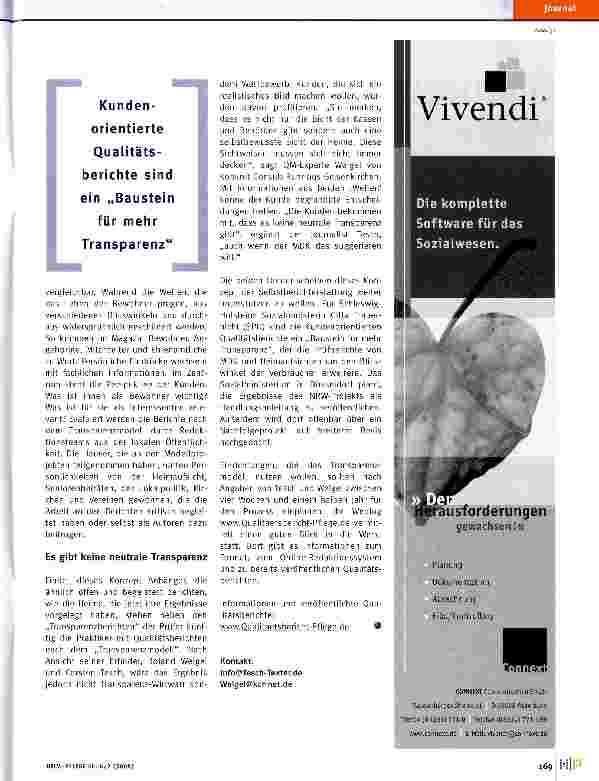 Vorschauseite 2: Transparenzmodell versus TransparenzberichteMDK-Veröffentlichungen bekommen Konkurrenz durch zwei Modellprojekte aus NRW und Schleswig-Holstein.
