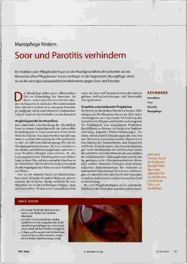 Vorschauseite 1: Soor und Parotitis verhindern