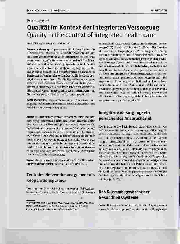 Vorschauseite 1: Qualität im Kontext der Integrierten Versorgung