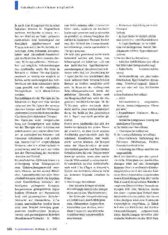 Vorschauseite 2: Leitlinien der Antibiotikatherapie der Infektionen an Kopf und Hals