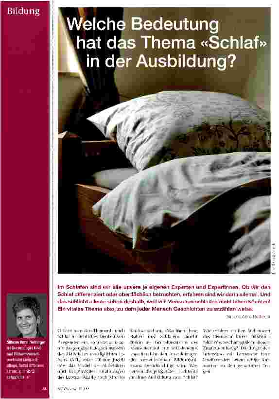Vorschauseite 1: Welche Bedeutung hat das Thema Schlaf in der Ausbildung?