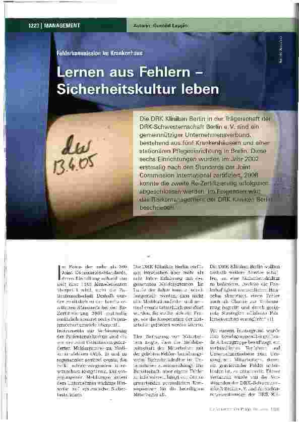 Vorschauseite 1: Lernen aus Fehlern -Sicherheitskultur leben