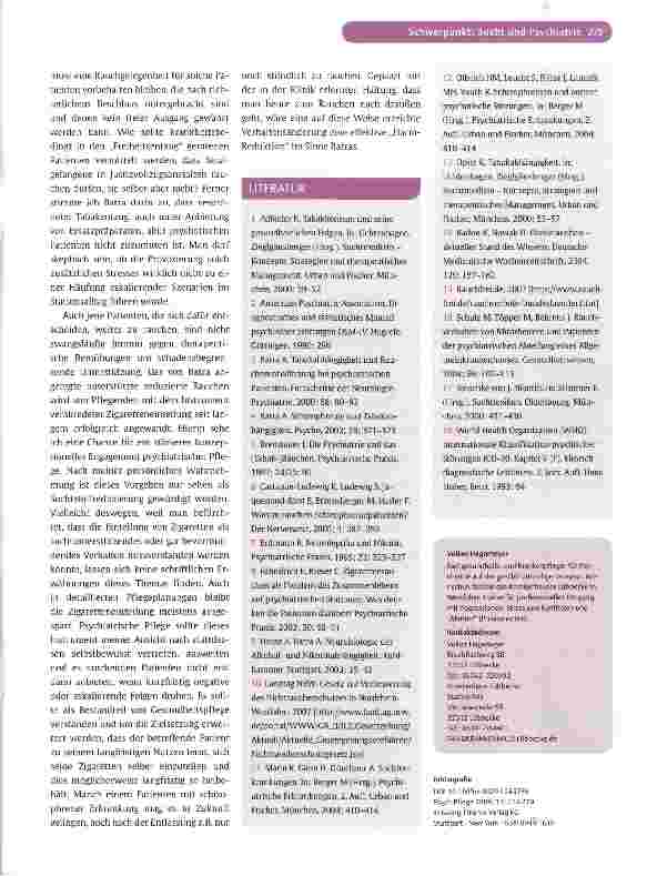 Vorschauseite 6: Rauchende Schizophrenie-Patienten im „Spannungsfeld Nichtraucherschutz