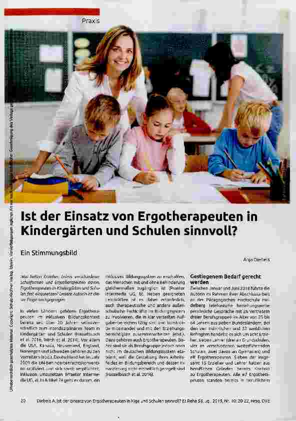 Vorschauseite 1: Ist der Einsatz von Ergotherapeuten in Kindergärten und Schulen sinnvoll?