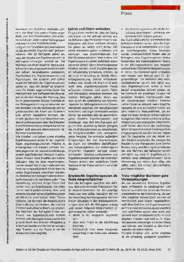 Vorschauseite 2: Ist der Einsatz von Ergotherapeuten in Kindergärten und Schulen sinnvoll?